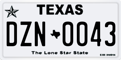TX license plate DZN0043