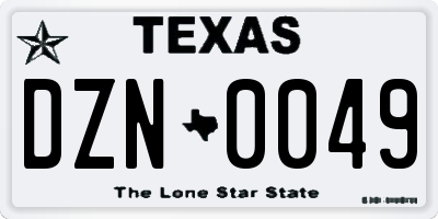 TX license plate DZN0049
