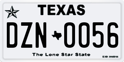 TX license plate DZN0056
