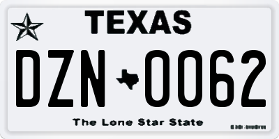 TX license plate DZN0062