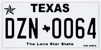 TX license plate DZN0064