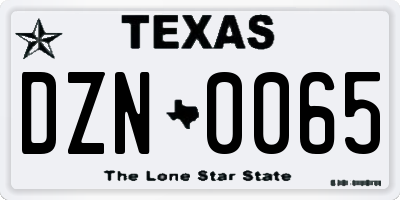 TX license plate DZN0065