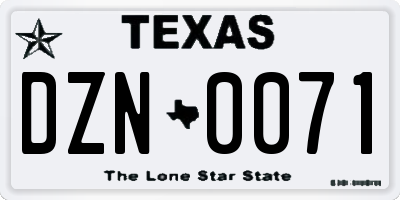 TX license plate DZN0071