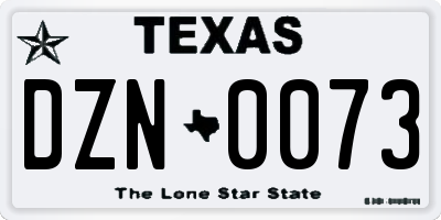TX license plate DZN0073