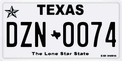 TX license plate DZN0074
