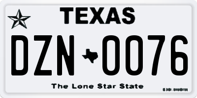 TX license plate DZN0076