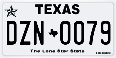 TX license plate DZN0079