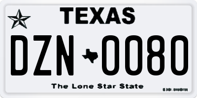TX license plate DZN0080