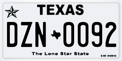 TX license plate DZN0092