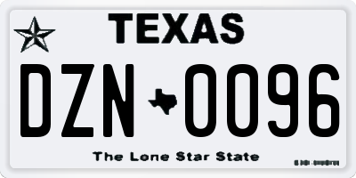 TX license plate DZN0096