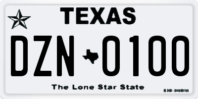 TX license plate DZN0100
