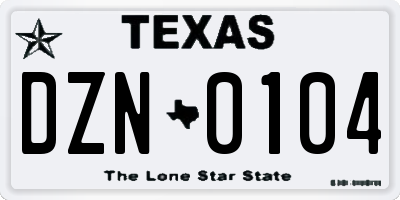 TX license plate DZN0104