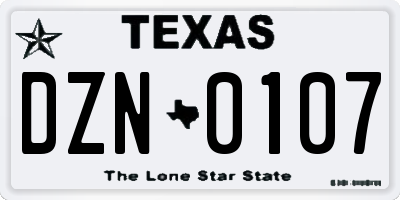 TX license plate DZN0107