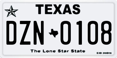 TX license plate DZN0108