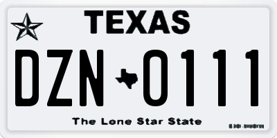 TX license plate DZN0111