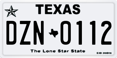 TX license plate DZN0112