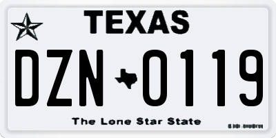 TX license plate DZN0119