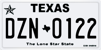 TX license plate DZN0122