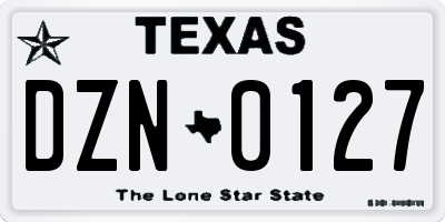 TX license plate DZN0127