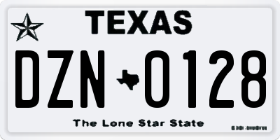 TX license plate DZN0128