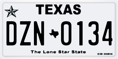 TX license plate DZN0134