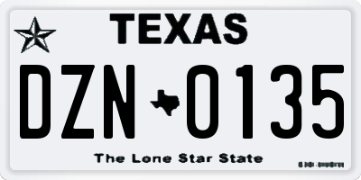 TX license plate DZN0135