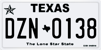 TX license plate DZN0138