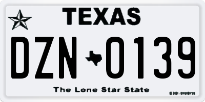 TX license plate DZN0139