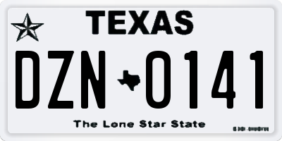 TX license plate DZN0141
