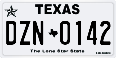 TX license plate DZN0142