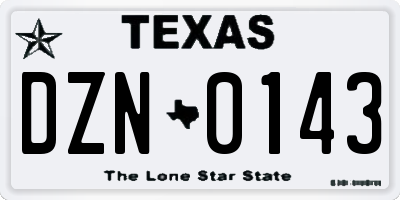 TX license plate DZN0143