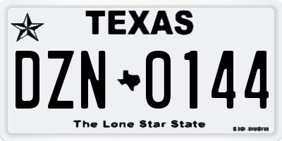 TX license plate DZN0144