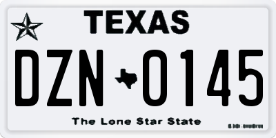 TX license plate DZN0145