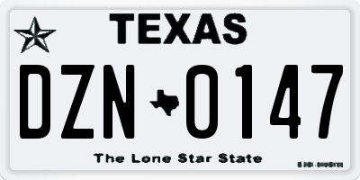 TX license plate DZN0147