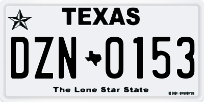 TX license plate DZN0153