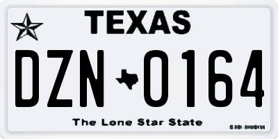 TX license plate DZN0164