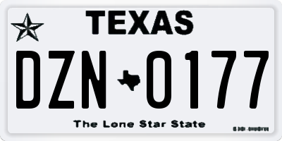 TX license plate DZN0177