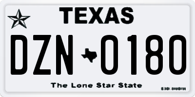 TX license plate DZN0180