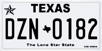 TX license plate DZN0182