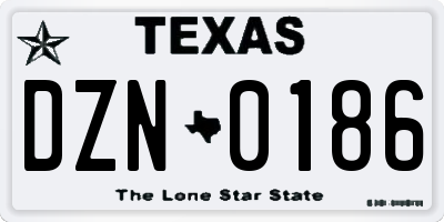 TX license plate DZN0186