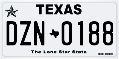 TX license plate DZN0188