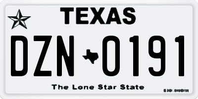TX license plate DZN0191