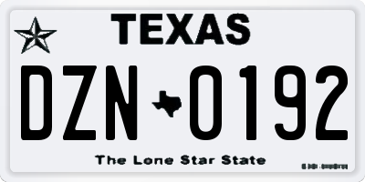 TX license plate DZN0192