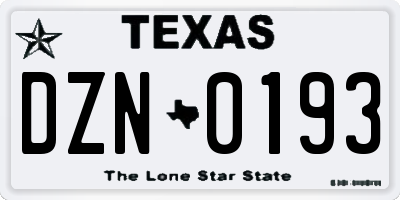 TX license plate DZN0193