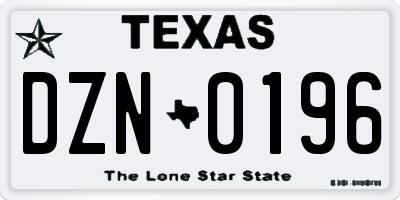 TX license plate DZN0196