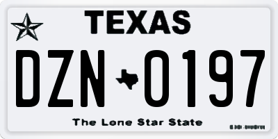 TX license plate DZN0197