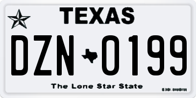 TX license plate DZN0199