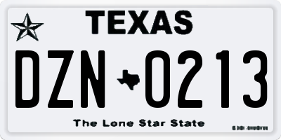 TX license plate DZN0213