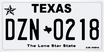 TX license plate DZN0218