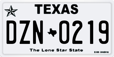 TX license plate DZN0219